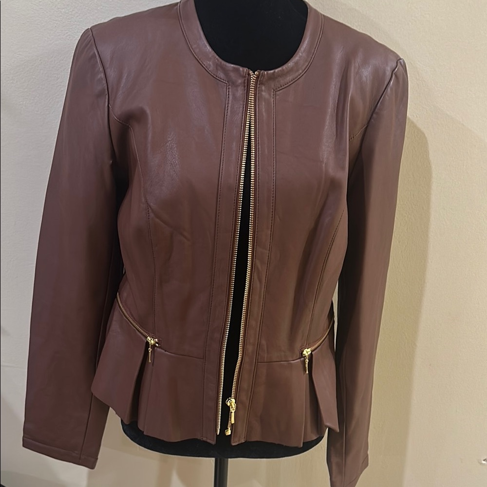 INC International Concepts Chocolate Non Leather Jacket. Gorgeous color.